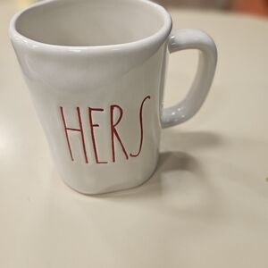 Magenta White Mug with Red 'HERS'